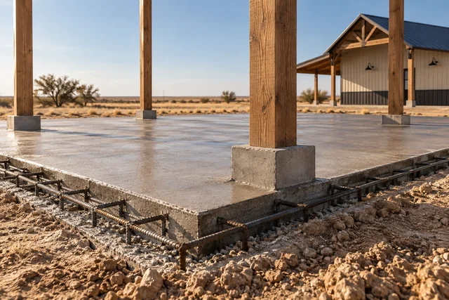 Pole Barn Foundation & Concrete Work pole barn near Lubbock, Texas