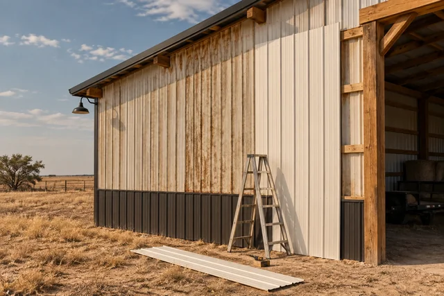 Pole Barn Repair pole barn near Lubbock, Texas