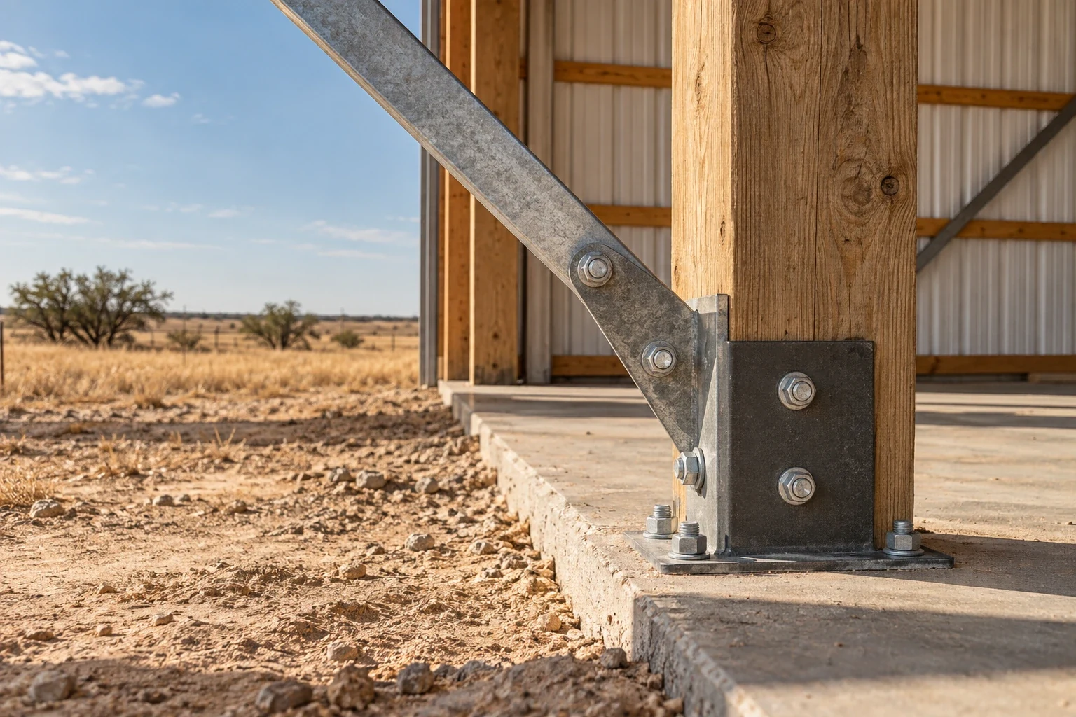 Pole Barn Wind Load Reinforcement detail, Lubbock TX
